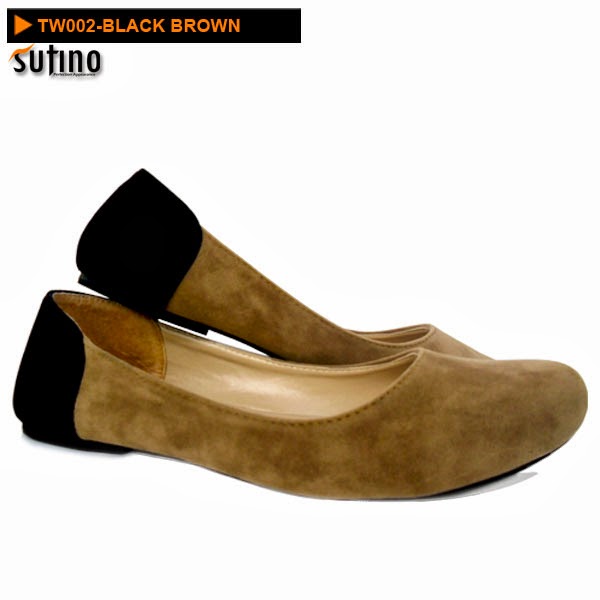 Sepatu flat wanita Feminin TW002-BLACK BROWN