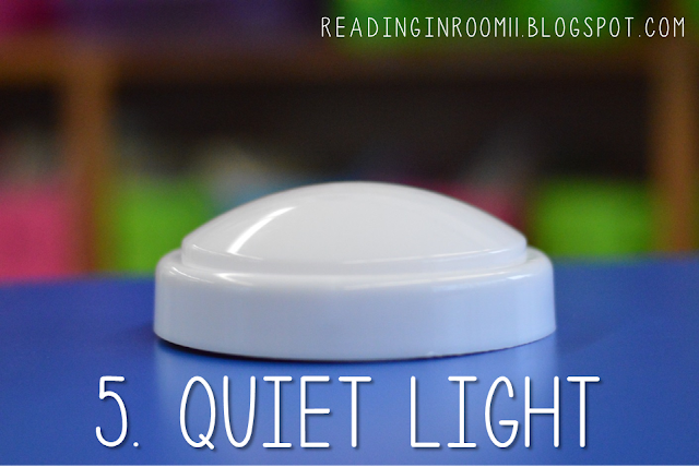 The quiet light is a small group reading essential.  This comes in handy when it is time to progress monitor or do anything else that involves working 1:1 with a student while the rest of the group does quiet/independent work.  The rules for the light are simple-check out the full post for details.