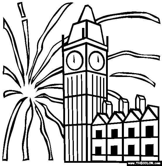 New Year Fireworks Coloring Pages title=