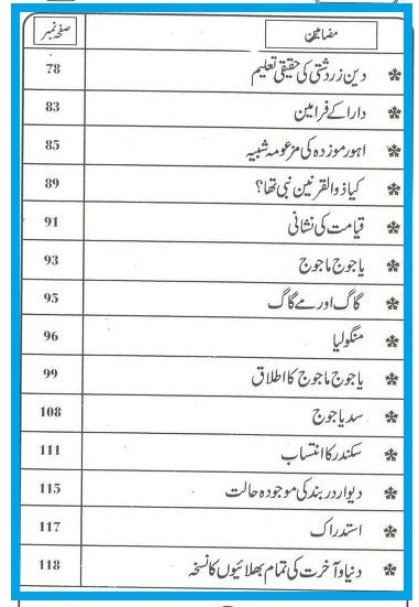 Ashab e Kahf Aur Yajooj Majooj By Shaykh Abul Kalam Azad (r.a) table of contents pages