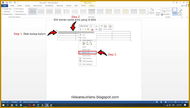 Cara menggabungkan kolom di word
