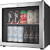 Vremi Beverage Cooler 1.7 Cubic Feet - Double Layered Glass Door Mini Fridge for Can Drinks - with Adjustable Shelves and User Friendly Temperature Knob - Modern Cooling Machine for Home Office Dorm