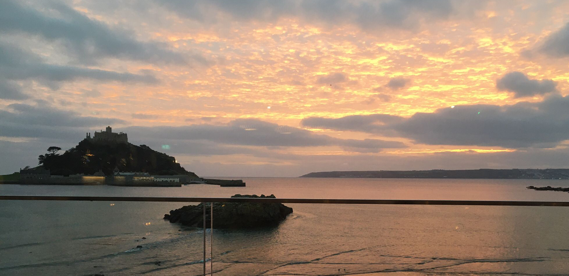 The view from our balcony at the Godolphin Hotel in Marazion