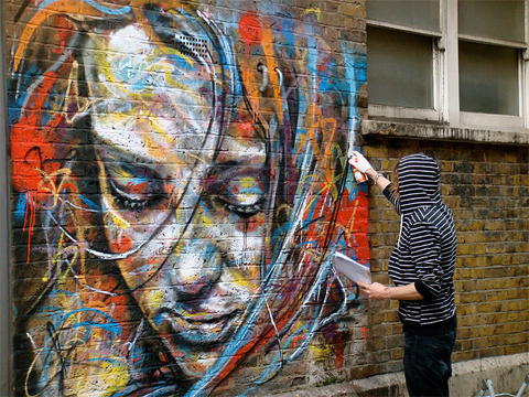 street art vibrant female portraits by David Walker