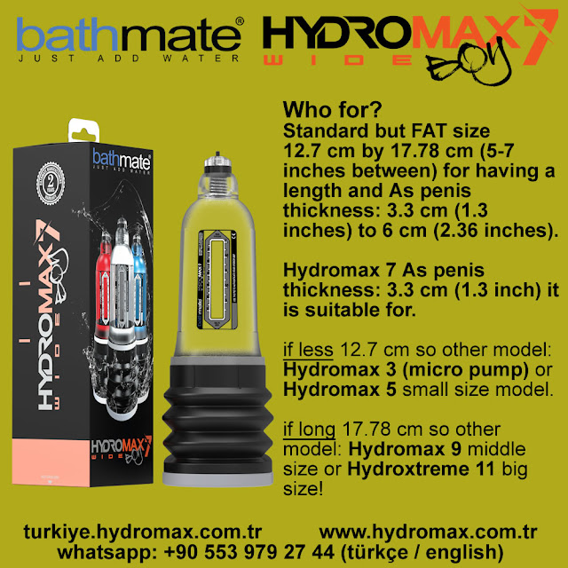 Bathmate Hydromax 7 Wide Boy penis Pump size chart. Best penis pumps from bathmate.