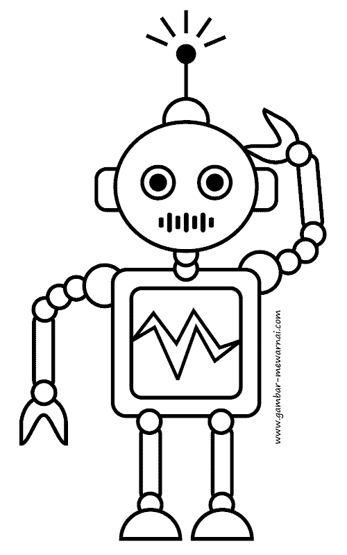 Mewarnai Robot Lucu Contoh Gambar Mewarnai