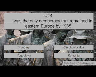 ___ was the only democracy that remained in eastern Europe by 1935. Answer choices include: Hungary, Czechoslovakia, Yugoslavia, Romania