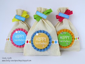 SRM Stickers Blog - DIY Birthday Kit by Shelly  #birthday #favors  #DIY #kit #muslin #bags  #stickers