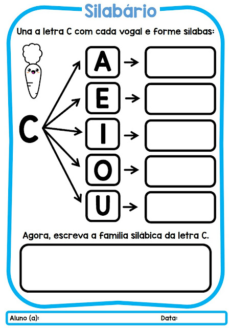 Família Silábica: CA CE CI CO CU: atividade de educação infantil alfabeto bastão, combine com vogais, escreva a silaba