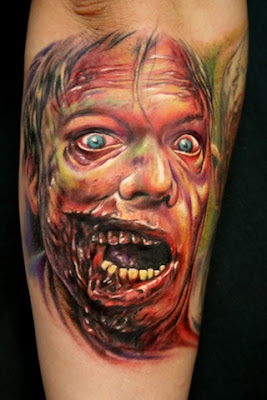 Gruesome Zombie Tattoo Seen On lolpicturegallery.blogspot.com