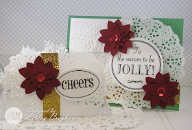 SRM Stickers Blog - Christmas Card & Gift Holder by Lesley - #christmas #pillowbox #stickers #fancy #doilies #card #giftbox #DIY