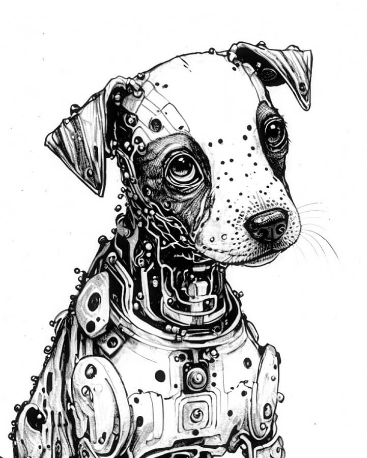 03-Android-puppy-Ink-Drawings-Monnsteraart-www-designstack-co