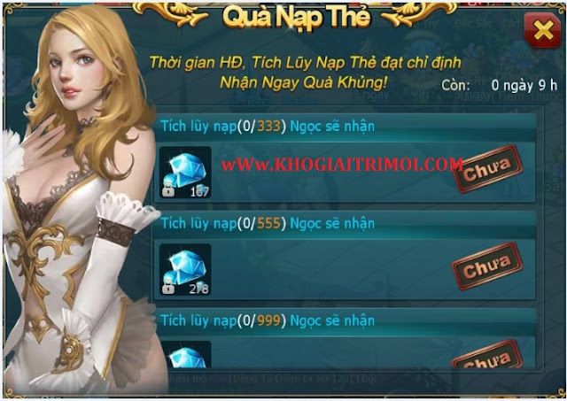 Sự kiện Nạp Ngọc Thưởng Ngọc trong game Holy War