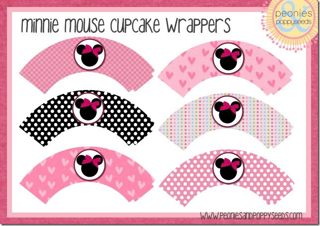 Minnie in Pink and Polka Dots: Free Printables for Cupcakes. 