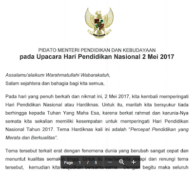 Pidato Mendikbud Muhadjir Effendi dalam Peringatan Hardiknas 2017