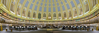 The reading room at the british museum is located in the center of the museum's great court.