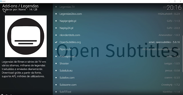 Tutorial de Como Configurar o serviço de legendas no Kodi