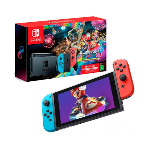 Nintendo Switch + Joy-Con Neon + Mario Kart 8 Deluxe + 3 Meses de Assinatura Nintendo Switch Online