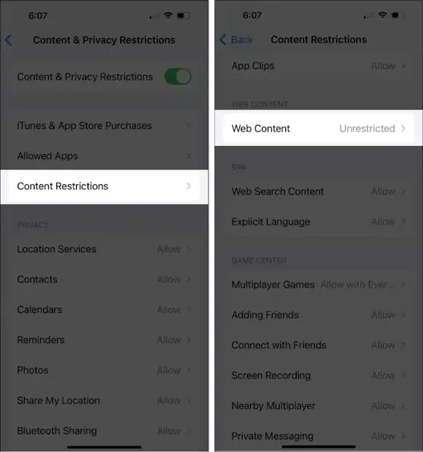 كيفية حجب المواقع الاباحية على الايفون ios 17