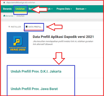 Masuk situs download prefill Aplikasi Dapodik versi 2022 Offline