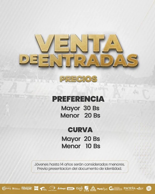 Venta de Entradas Real Santa Cruz vs Real Tomayapo