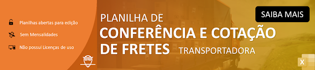Planilha de Conferência e Cotação de Fretes Transportadora em Excel