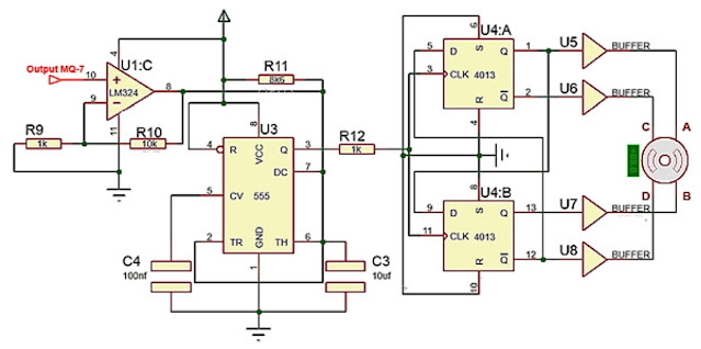 Implementasi Sensor Gas MQ-7 dengan motor stepper