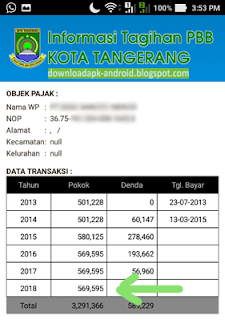 mengecek tagihan pbb tangerang