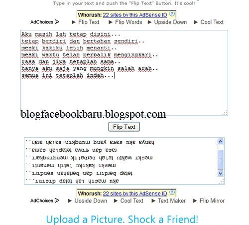 Cara Update Status Facebook Dengan Tulisan terbalik