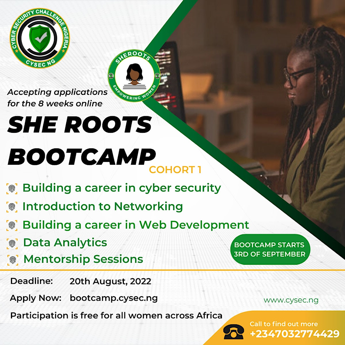 CYSEC NG She Roots Digital Skills Bootcamp 2022 for Women in Africa