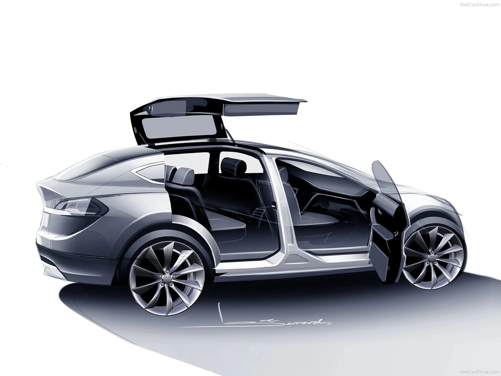 Hình ảnh xe điện Tesla Model X Prototype 2012 & nội ngoại thất