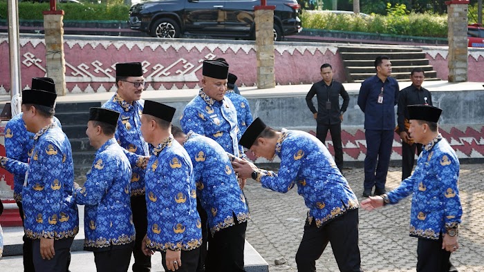 Pemkab Lampung Selatan Gelar Upacara Bulanan Sekaligus Halalbihalal 1445 H