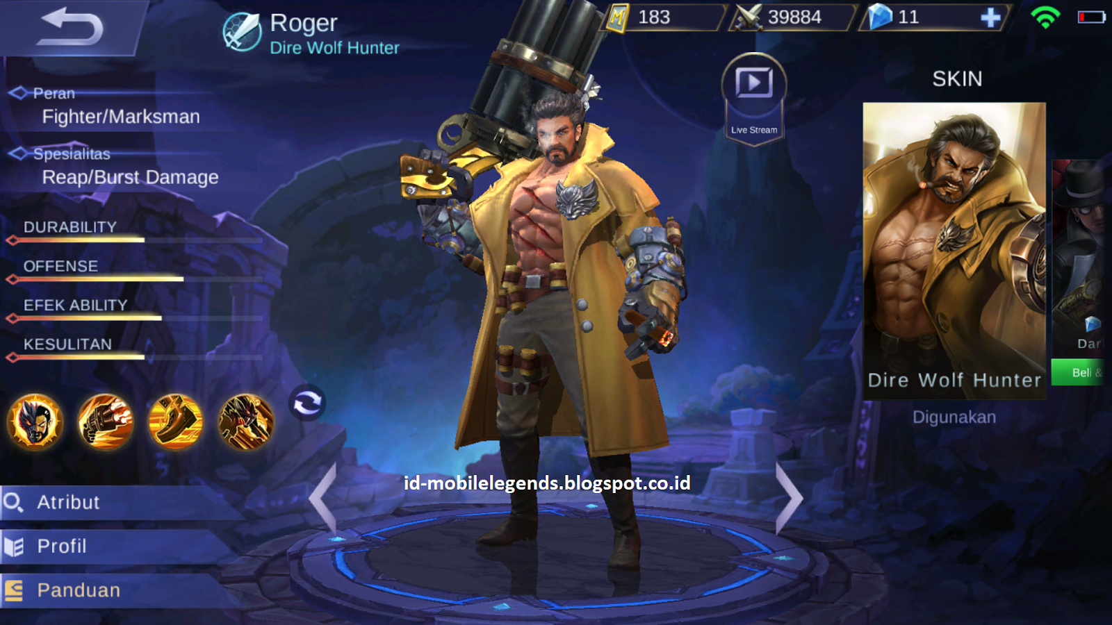 Item Build Roger Mobile Legends Mode Manusia Serigala Yang