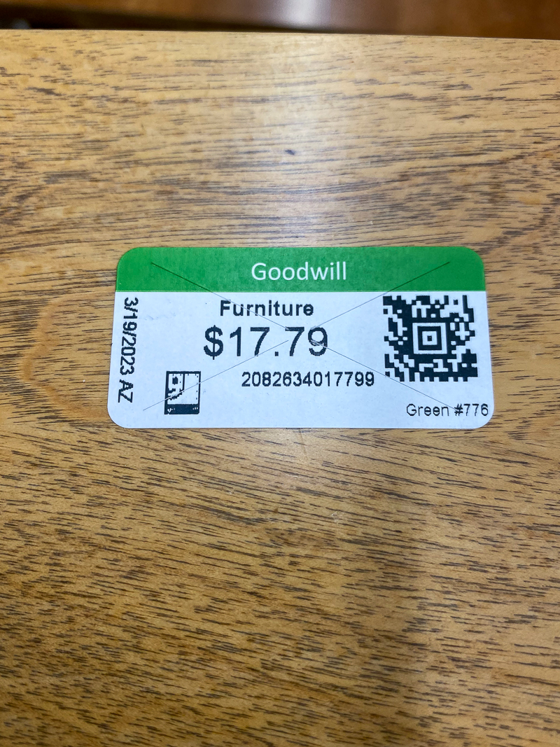 Goodwill furniture tag