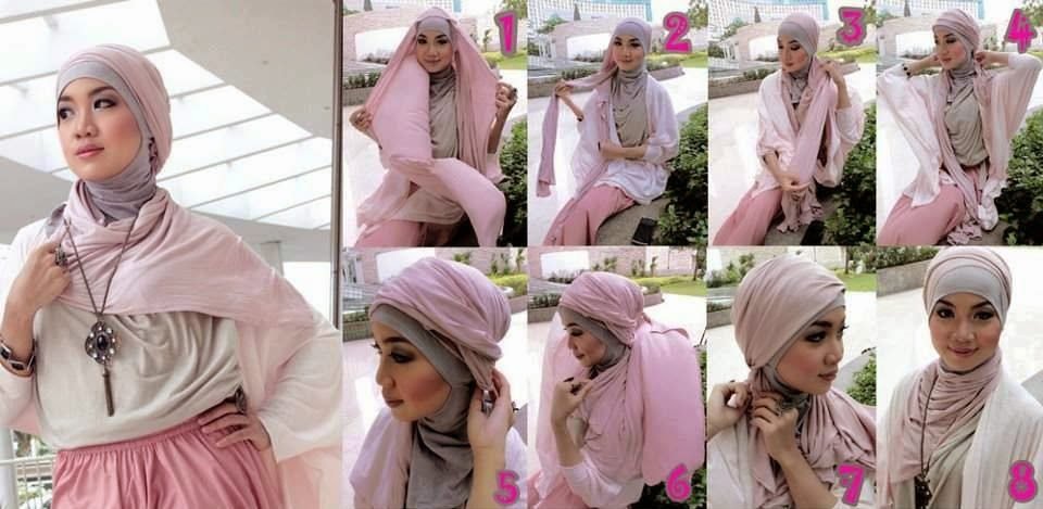 Model kerudung jilbab pashmina untuk pesta dan cara memakainya