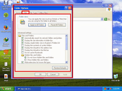 Learn how to show hidden files and folders in windowsXP step10