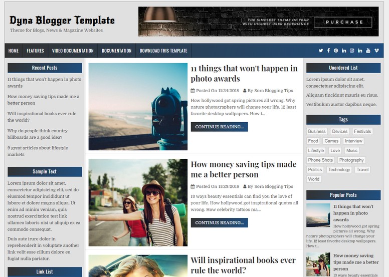 DyNA Responsive Blogger Template