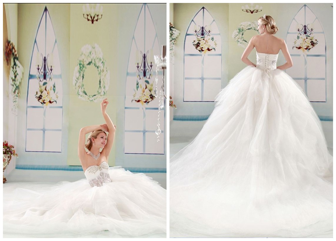 strapless wedding dresses 2014 Tulle Strapless Sweetheart Ball Gown Elegant Wedding Dress