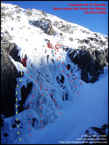 Bielsa - Boca Norte - La Dorada 35m WI4 (snowleopardsbcn.wordpress.com)