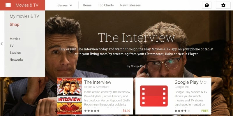 На Google Play стоимость просмотра фильма "Интервью" 5.99$