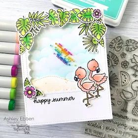 Sunny Studio Stamps: Fabulous Flamingos Shaker Card by Ashley Ebben