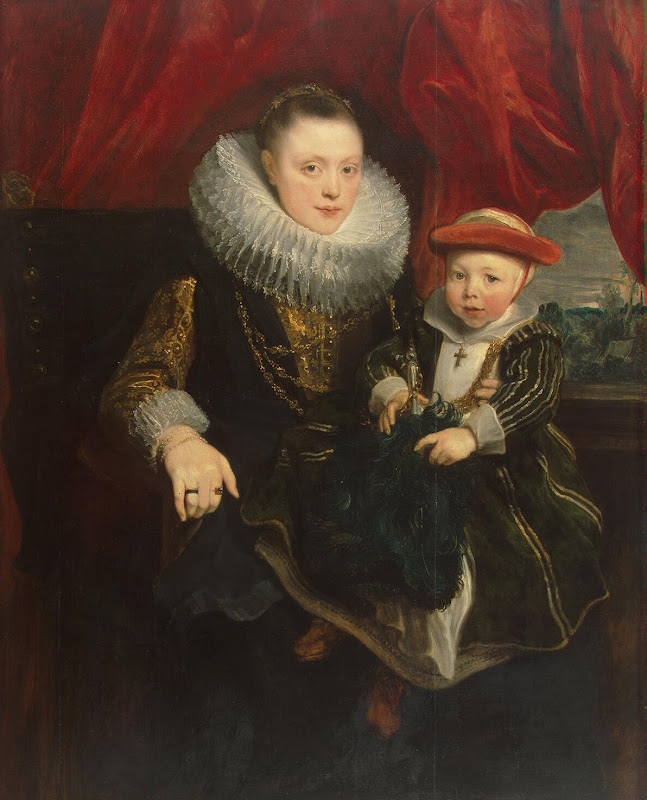 Portrait of a Young Woman with a Child by Anthony van Dyck - Portrait Paintings from Hermitage Museum