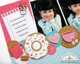 Doodlebug Design Cream & Sugar Valentine's Day Scrapbook Layout by Mendi Yoshikawa.