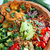 Greek Goddess Grain Bowl with Fried Zucchini and Halloumi and Toasted Seeds