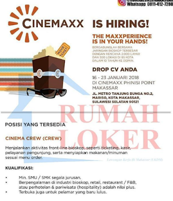 Lowongan Kerja di CINEMAXX Phinisi Makassar