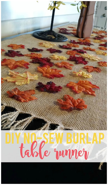 DIY No-Sew Burlap Table Runner with Tassels--Make this easy burlap table runner.  No sewing required!