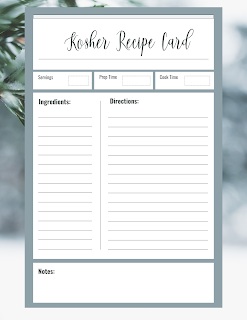 Kosher Recipe Cards - Free Printable Digital Files - Winter Cold Season Theme