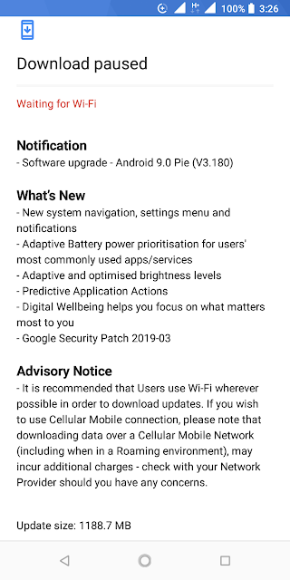 Nokia 3.1 receiving Android Pie and March 2019 Android Security update