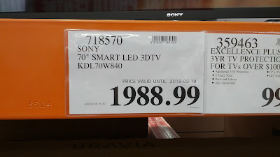 Sony Bravia KDL70W840 with 2 3d glasses at Costco