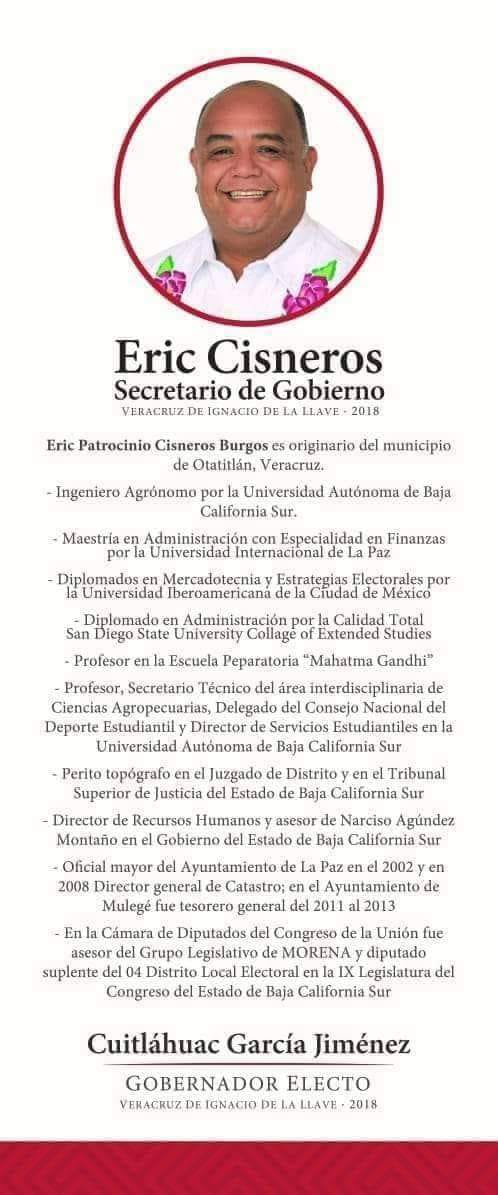 Cuitláhuac presenta a Eric Cisneros Burgos como su próximo secretario de gobierno.